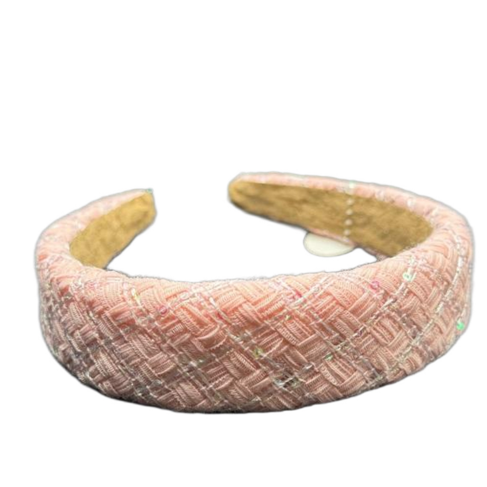 Tweed Sequin Padded Headband - Pink - NWT - Picture 2 of 5
